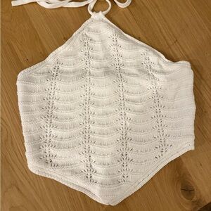 Hollister Ivory Crochet Halter Top
